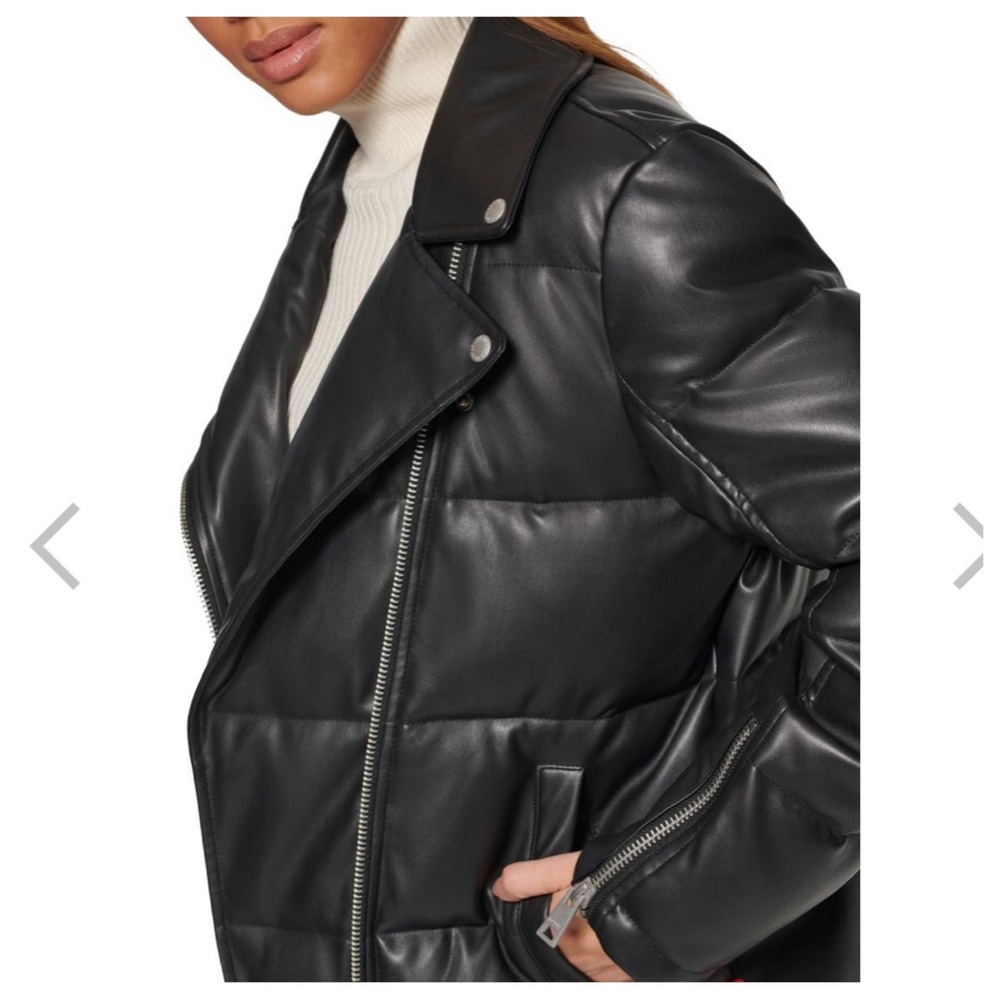 Levi's Black Moto Puffer Faux Leather Jacket Sz M NWT! - Picture 5 of 7
